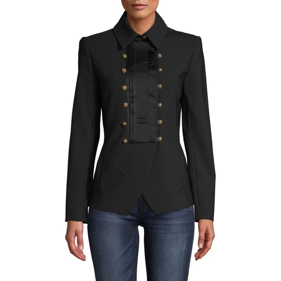 Nicole Miller Jackets & Blazers - Nicole Miller Black Gold Tuxedo Detail Wool Blend Blazer Women's Size Large